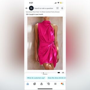 Midi satin pink dress